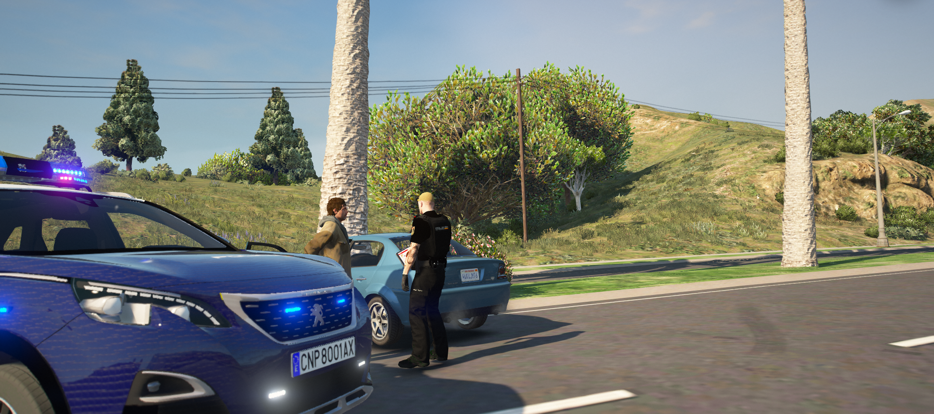 Agente atendiendo un accidente de tráfico
